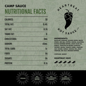 Pouring Heartbeat Camp Sauce adds balanced heat to eggs and sandwiches.