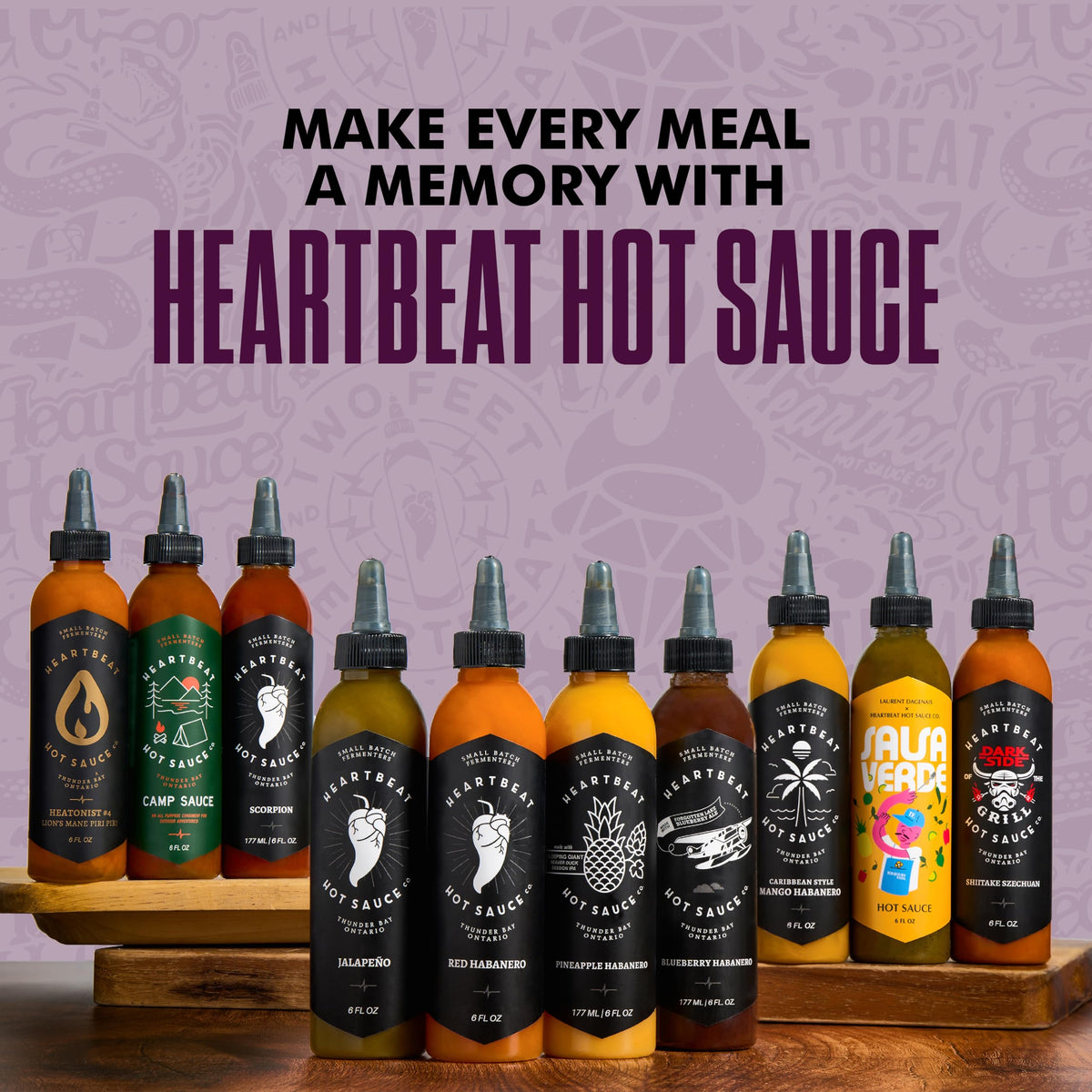 Heartbeat Hot Sauce Co. kitchen-shelf-bottle—compact 6 oz bottle for daily use.