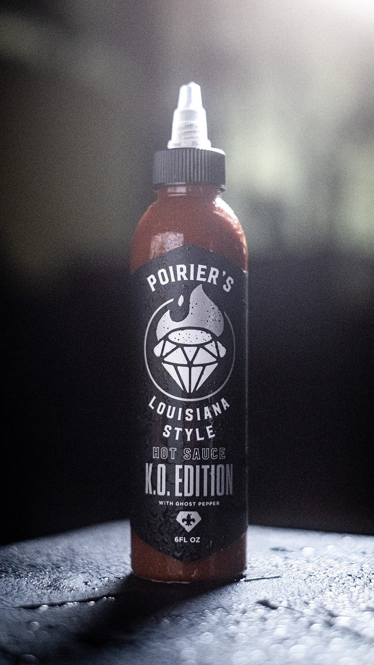 Heartbeat Hot Sauce Co. Poirier's KO Edition label close-up highlights vibrant peppers and authentic styling.