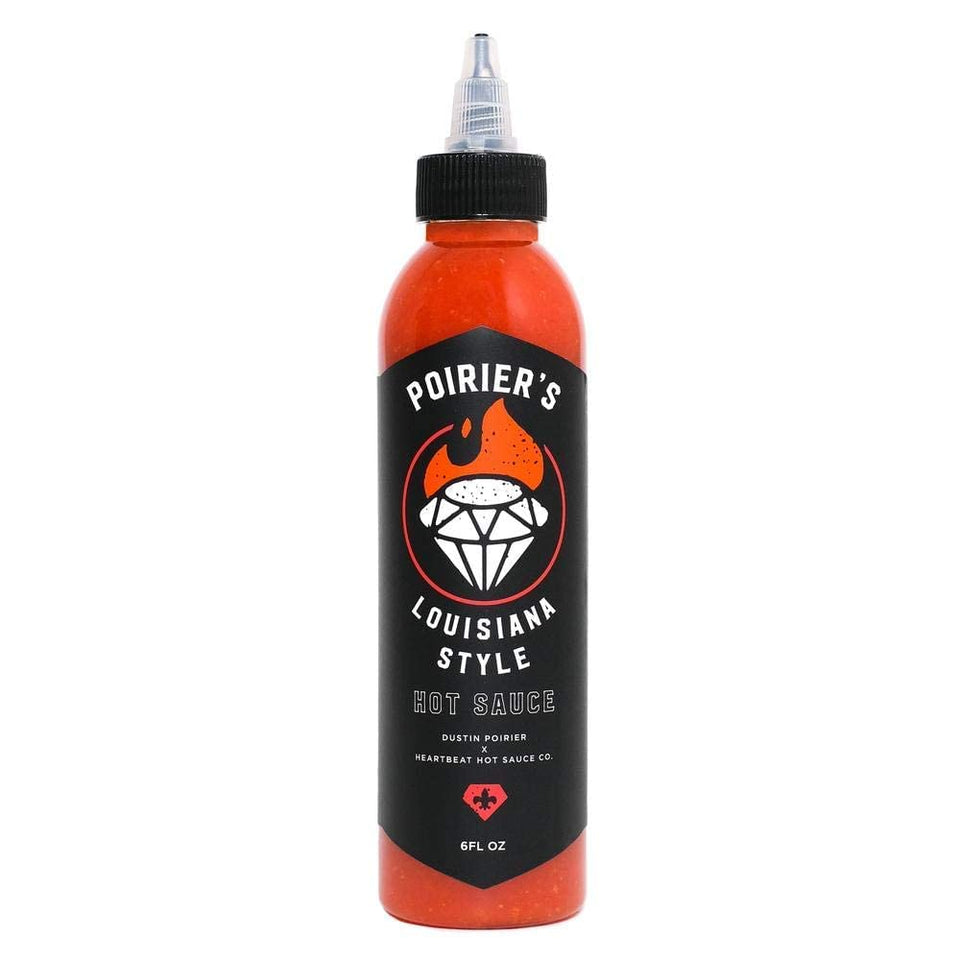 Heartbeat Hot Sauce Poirier Louisiana style bottle pour enhances bold Cajun flavor at the table.