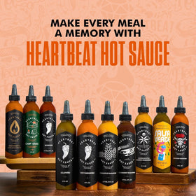 Heartbeat Jalapeño sauce bottle on table for quick kitchen access.