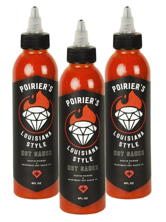 HEARTBEAT Poirier's Louisiana hot sauce bottle front shows bold flavor for wings and grilling