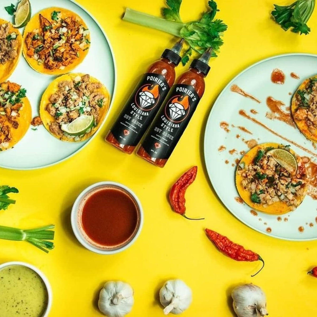 HEARTBEAT Poirier's Louisiana hot sauce label closeup shows authentic branding and ingredients