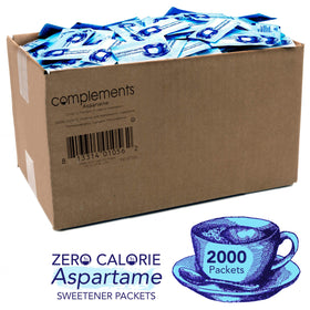 Blue Heartland Complements packets ready to sweeten beverages without calories.