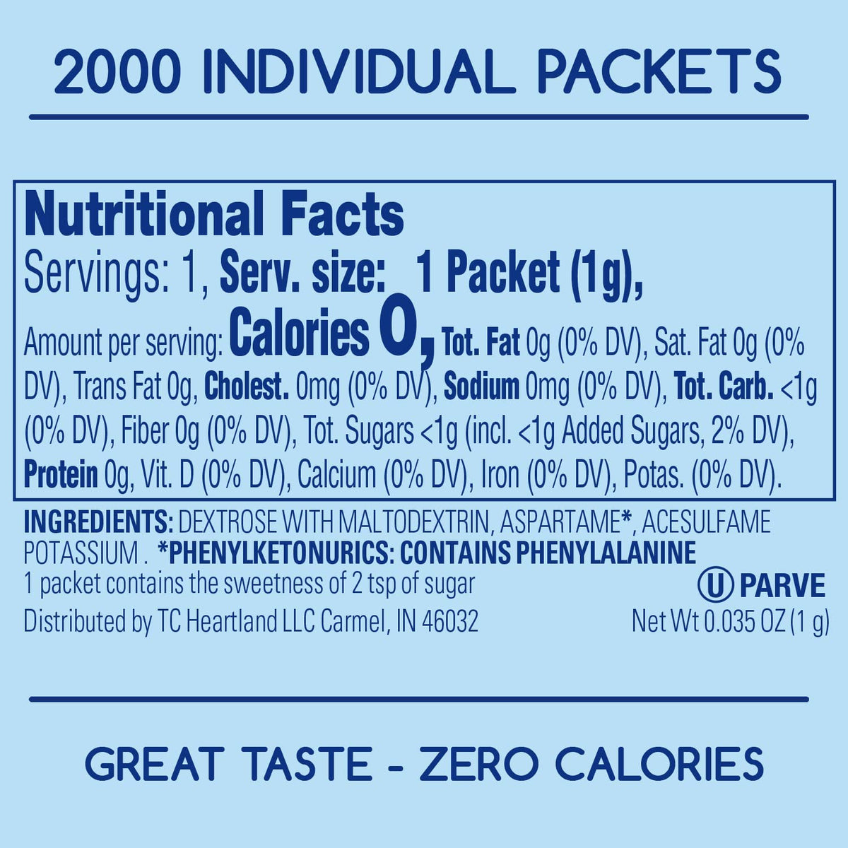 Heartland Complements bulk 2000-count packets suit food service and homes.