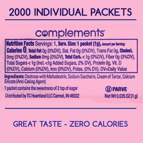 Heartland Complements pink saccharin packets ready to be dispensed in a service setting.