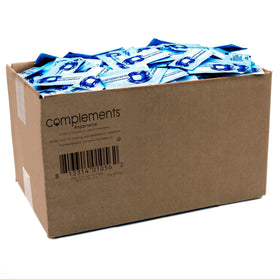 Heartland Complements zero-calorie blue packets for sugar-free tea and coffee.