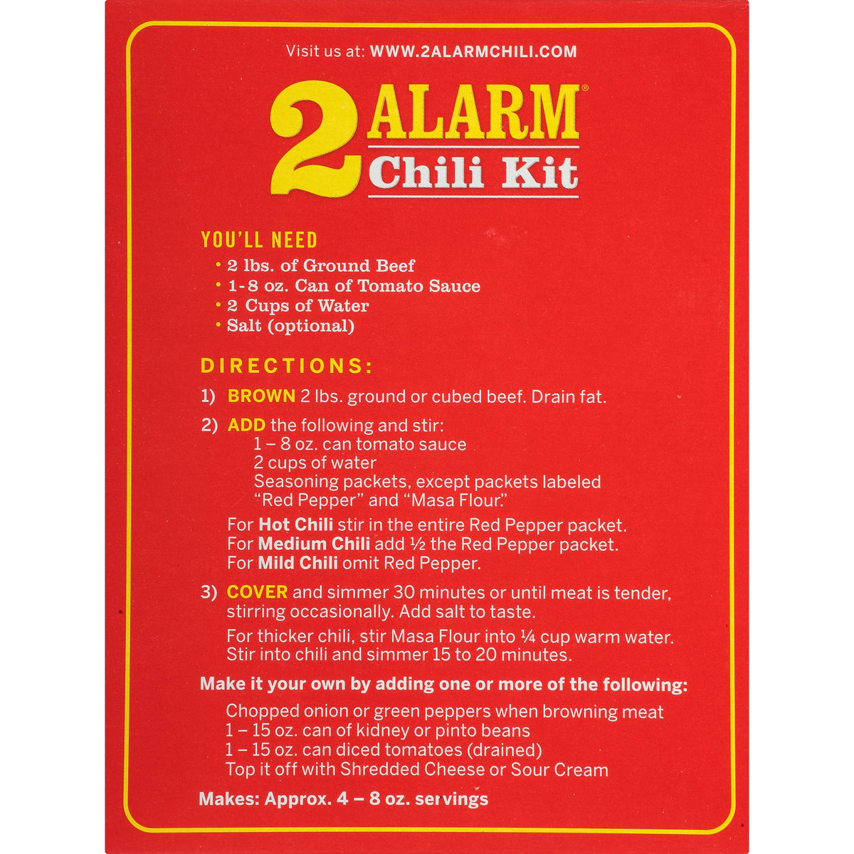 Six packs to customize heat levels and flavor.