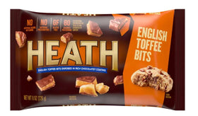 Heath English Toffee Bits closeup—crunchy bits with golden caramel shine.