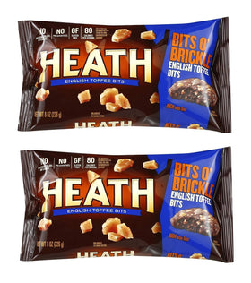 Heath English Toffee Bits pack of 2, 16 oz, ideal for pantry stocking.