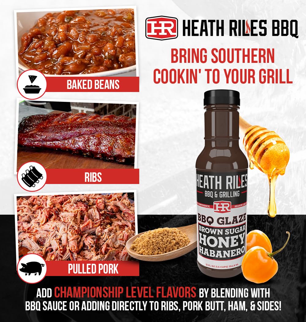 Glossy ribs finished with Heath Riles brown sugar honey habanero glaze