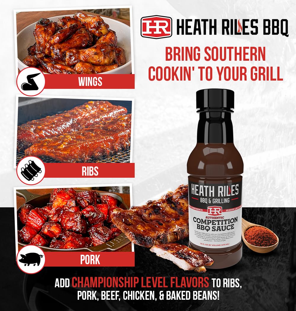 Heath Riles BBQ sauce glaze on pork ribs ready for serving