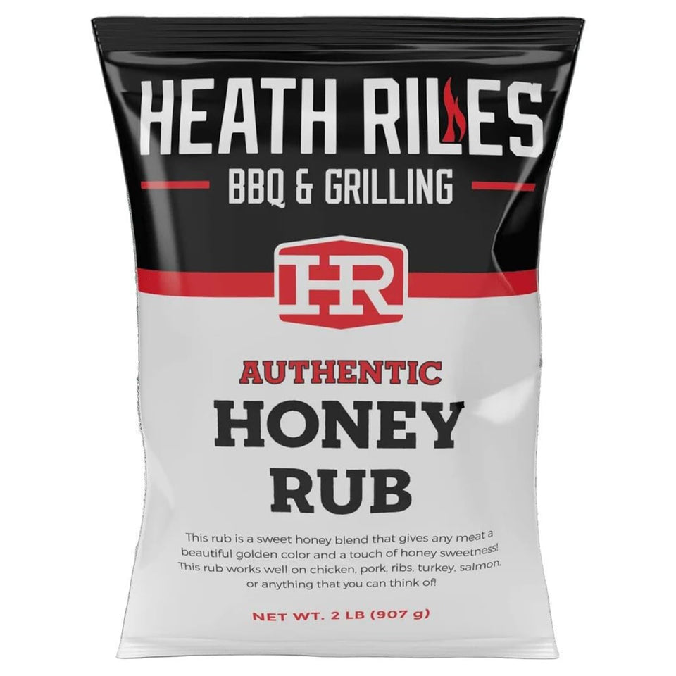 Heafth Riles BBQ Honey Seasoning jar adds golden color to meats.