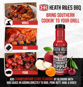 Heath Riles BBQ glaze on pork butt delivers sweet-spicy depth.