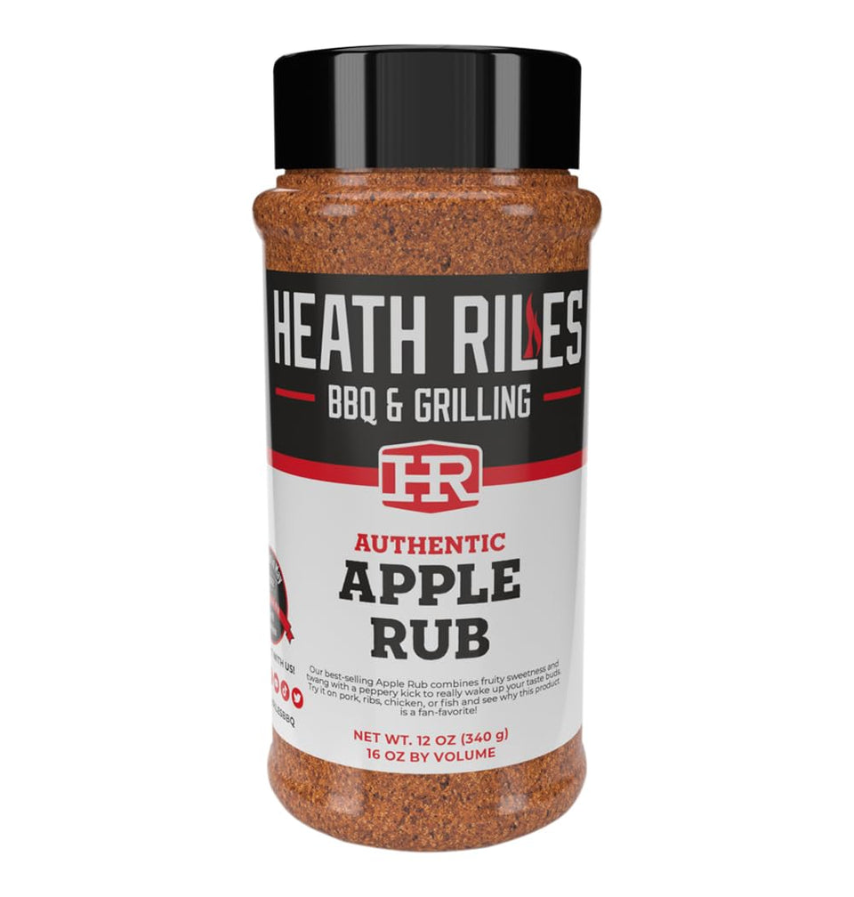 Heith Riles Apple Seasoning bottle ready for grilling with bold aroma