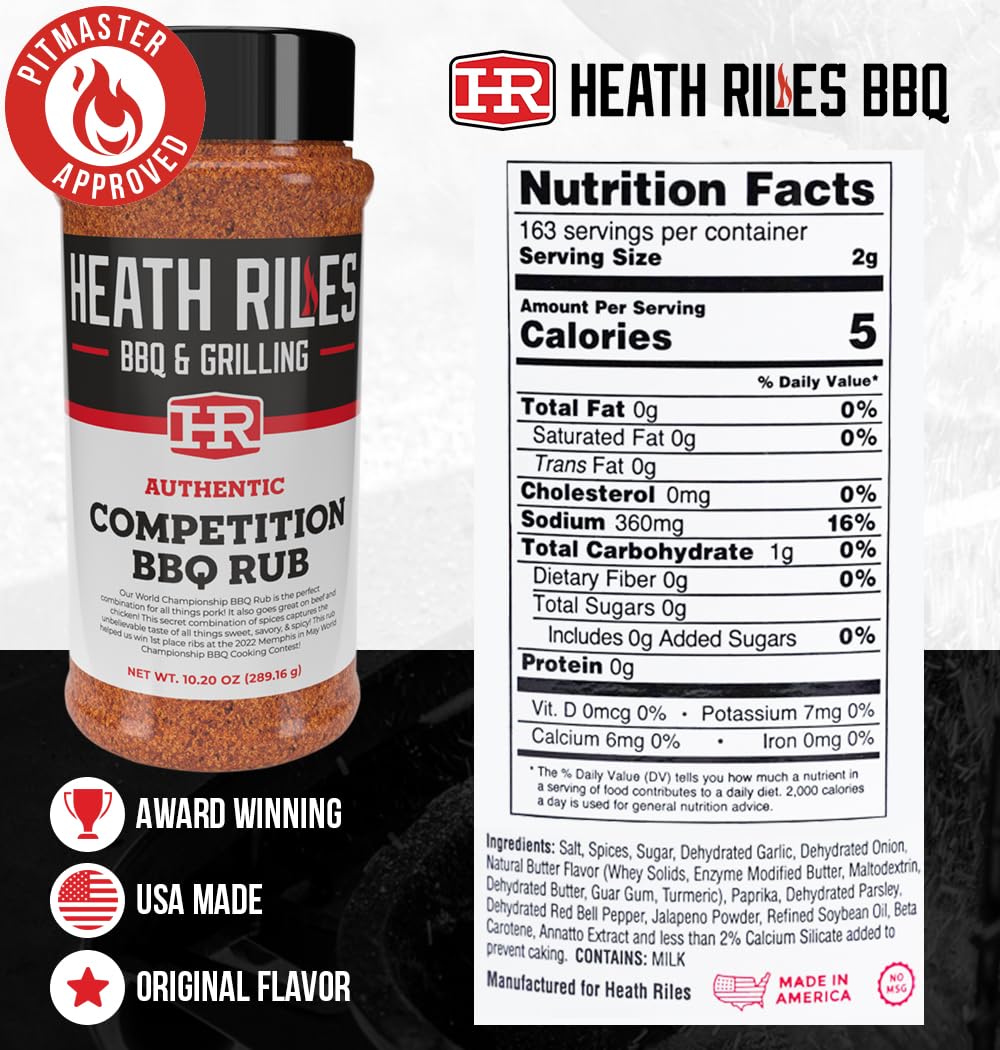 Heath Riles BBQ rub on pork ribs for savory bark.