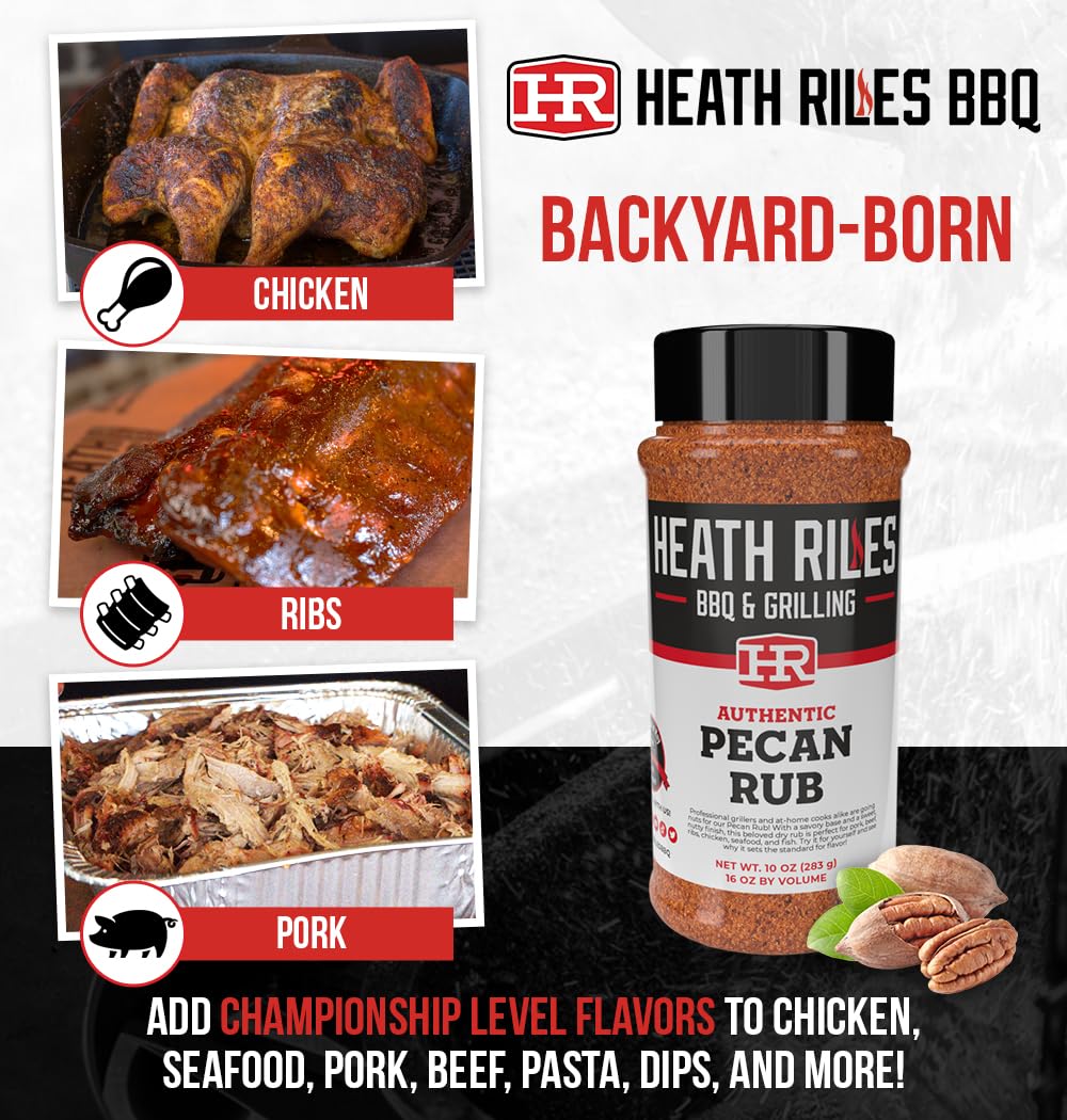 Heath Riles BBQ Pecan Rub on pork chops adds a fragrant pecan note