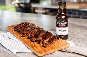 Heath Riles BBQ Sweet Barbecue Sauce baked beans pairing encourages crowd-pleasing sides.