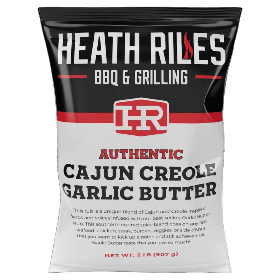 Hea​th Riles Cajun Seasoning bottle front for bold Creole flavor on seafood