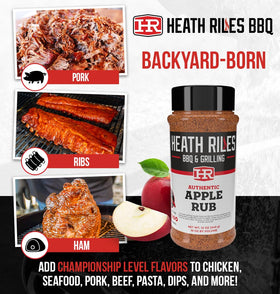 Chicken coated with Heath Riles Apple Seasoning for juicy flavorful results
