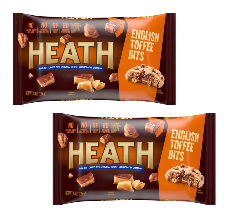 Hea th English Toffee Bits in pack, perfect for baking and sharing.