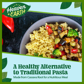 HEAVEN & EARTH pasta with marinara sauce on serving plate.