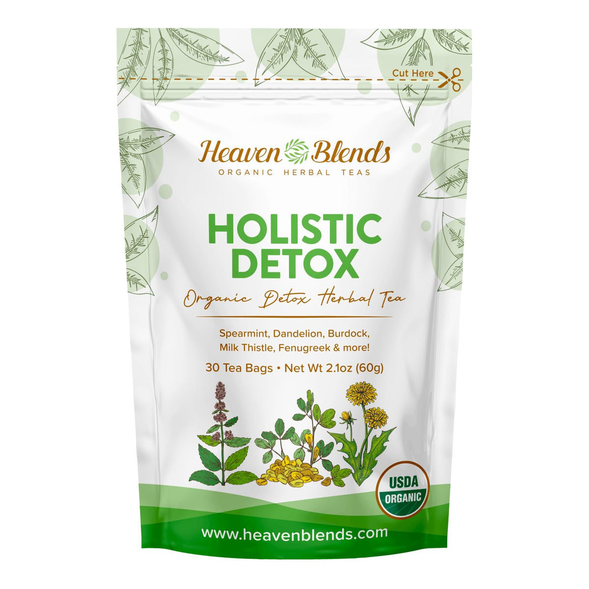 Heaven Blends Organic Holistic Detox Tea packshot for daily self-care ritual