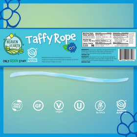 HEAVEN & EARTH Blue Raspberry Taffy Rope gluten-free option for dietary needs.