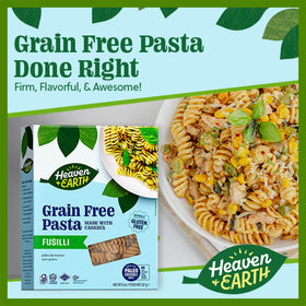 Heaven & Earth Cassava Fusilli plated, al dente texture ready fast.