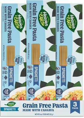 HEAVEN & EARTH cassava spaghetti 8oz 3-pack: firm gluten-free pasta for sauces