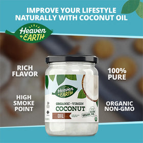 Heaven & Earth coconut oil cooking pan image showing versatile saute and aroma.