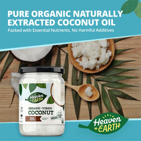 Heaven & Earth coconut oil hair care routine for shiny, manageable hair.