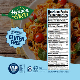 HEAVEN & EARTH gluten-free pasta served with sauces for versatile meals
