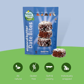 Heaven & Earth gluten free, kosher for Passover date bites with coconut flakes.