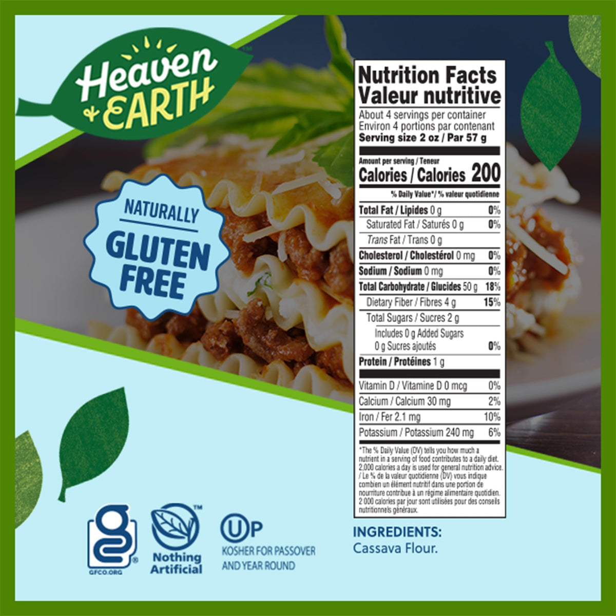 Kosher Passover label on Heaven & Earth product for year-round use