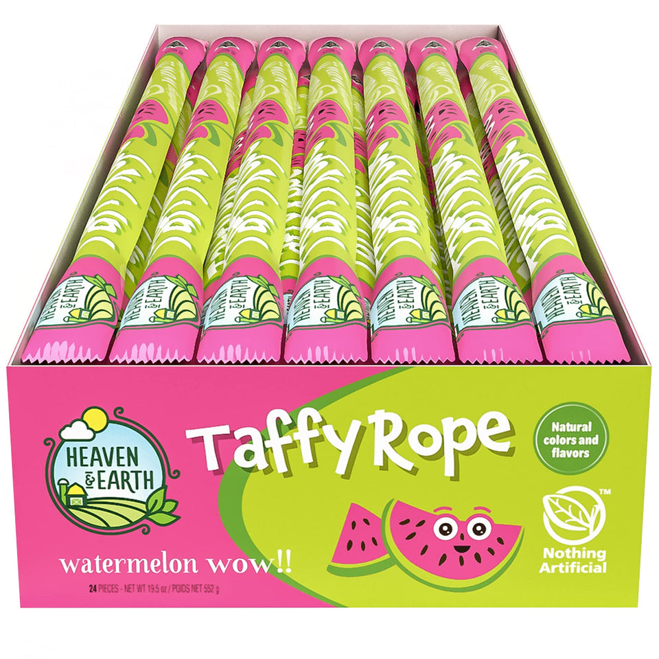 Heaven & Earth Watermelon Wow Taffy Rope 24-pack package ready for sharing