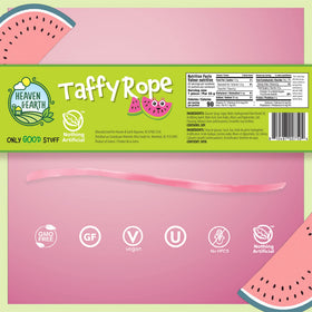 Heaven & Earth Watermelon Wow Taffy Rope gluten-free and kosher snack closeup
