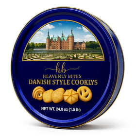 Heavenly Bites Danish butter cookies—crisp and golden, great with tea.