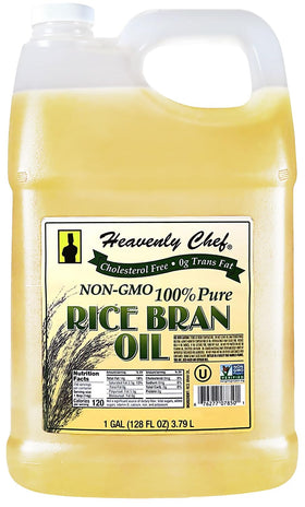 Heavenly Chef Rice Bran Oil 1-gallon bottle for premium everyday cooking.