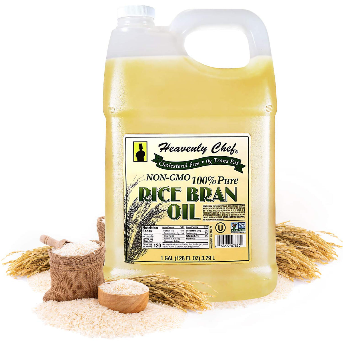 Heavenly Chef Rice Bran Oil pour for high-heat cooking and clean finish.