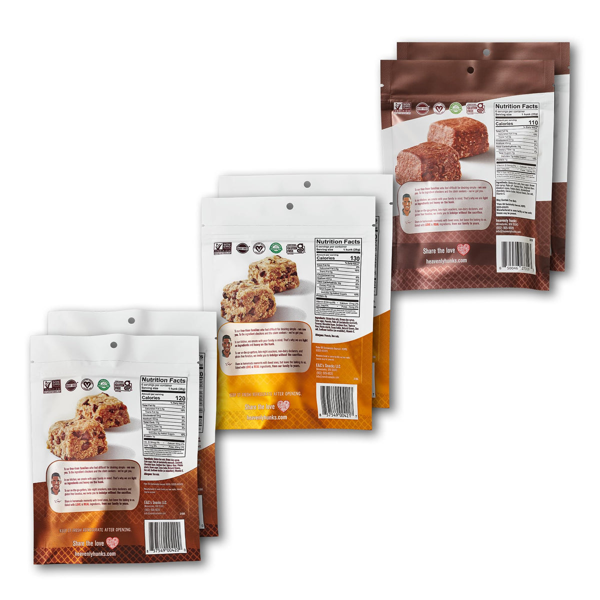Heavenly Hunks cranberry white chip hunks close-up, wholesome ingredients visible.
