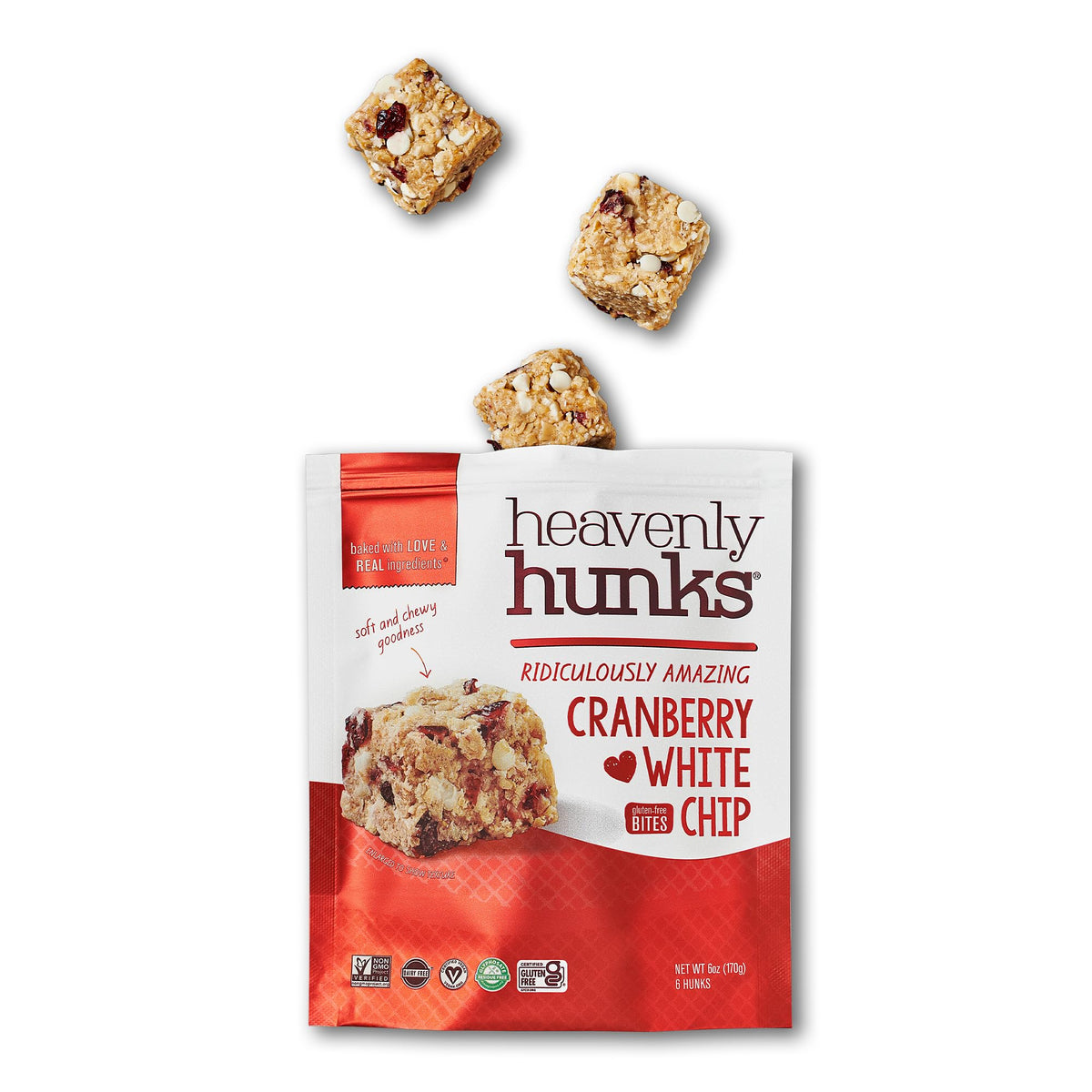Kitchen scene with Heavenly Hunks Cranberry White Chip conveying wholesome indulgence.