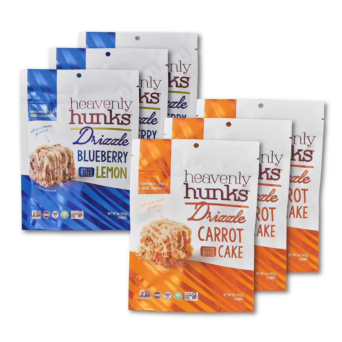 Heavenly Hunks Drizzle carrot cake cookie 5oz bag: vegan, gluten-free snack for on the go.