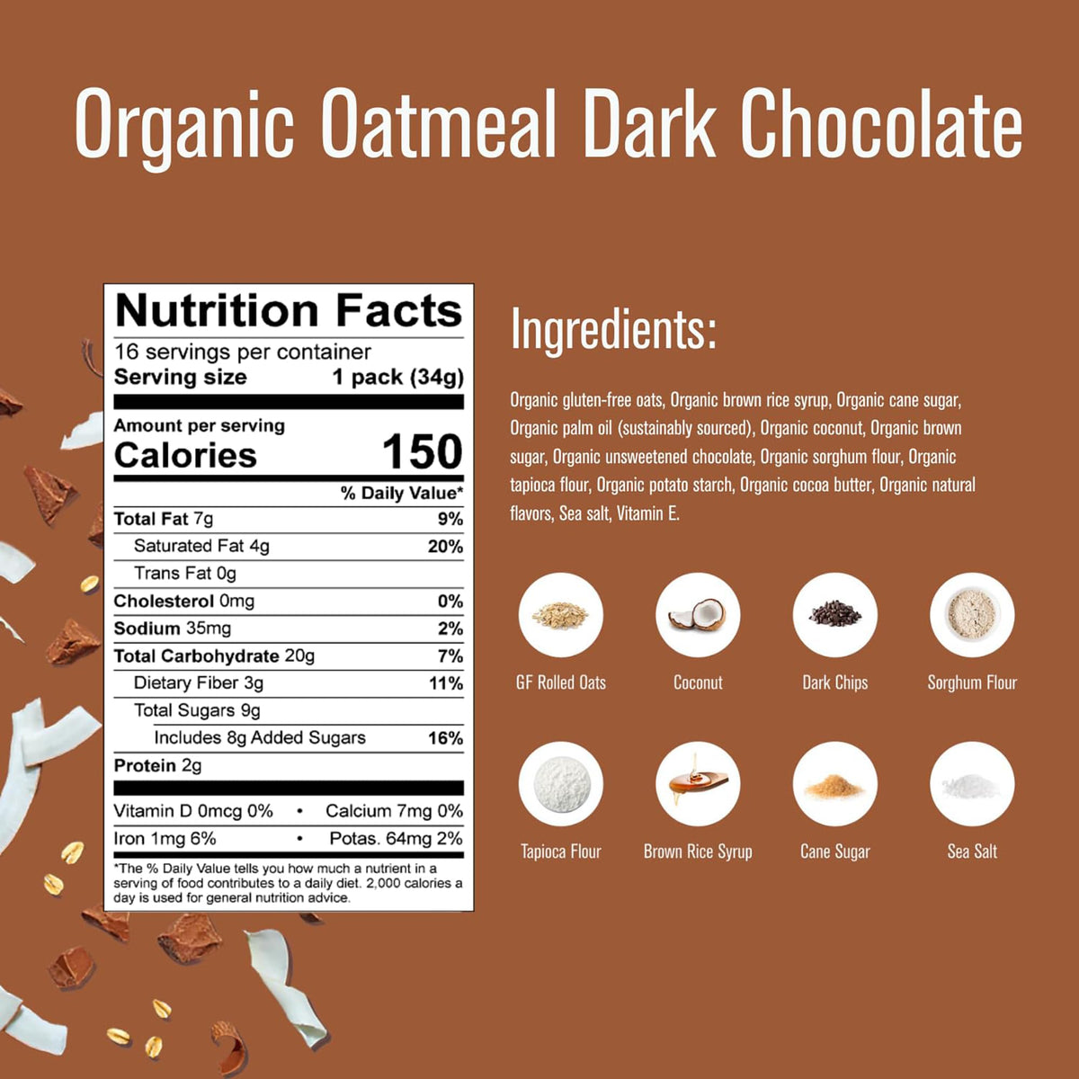Heavenly Hunks ingredients: organic oats and coconut shreds