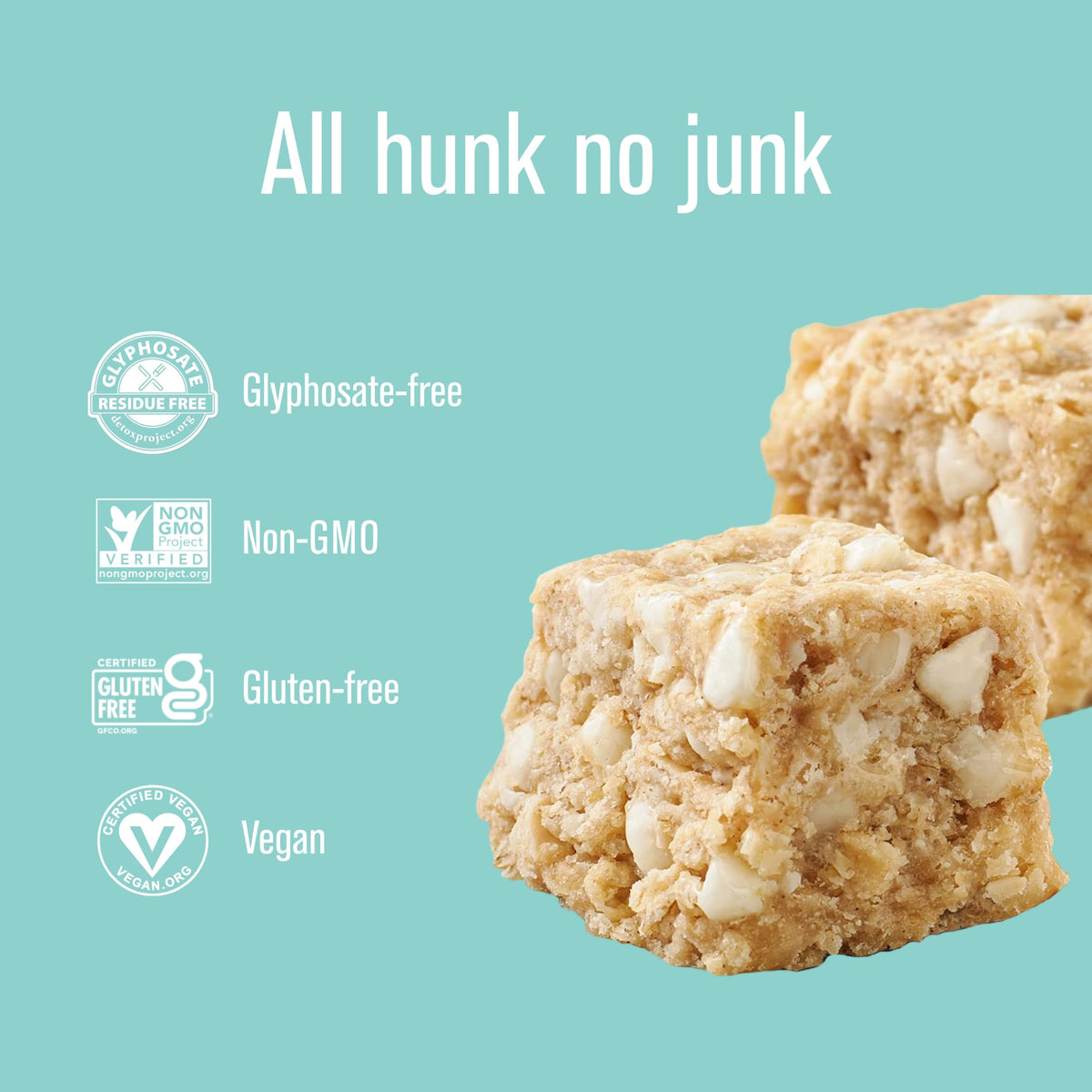 Heavenly Hunks Oatmeal White Chip on a breakfast plate for a quick bite.