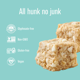 Heavenly Hunks Oatmeal White Chip on a breakfast plate for a quick bite.