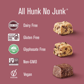 Heavenly Hunks oatmeal white chip hunks close-up, gluten-free and dairy-free ingredients.