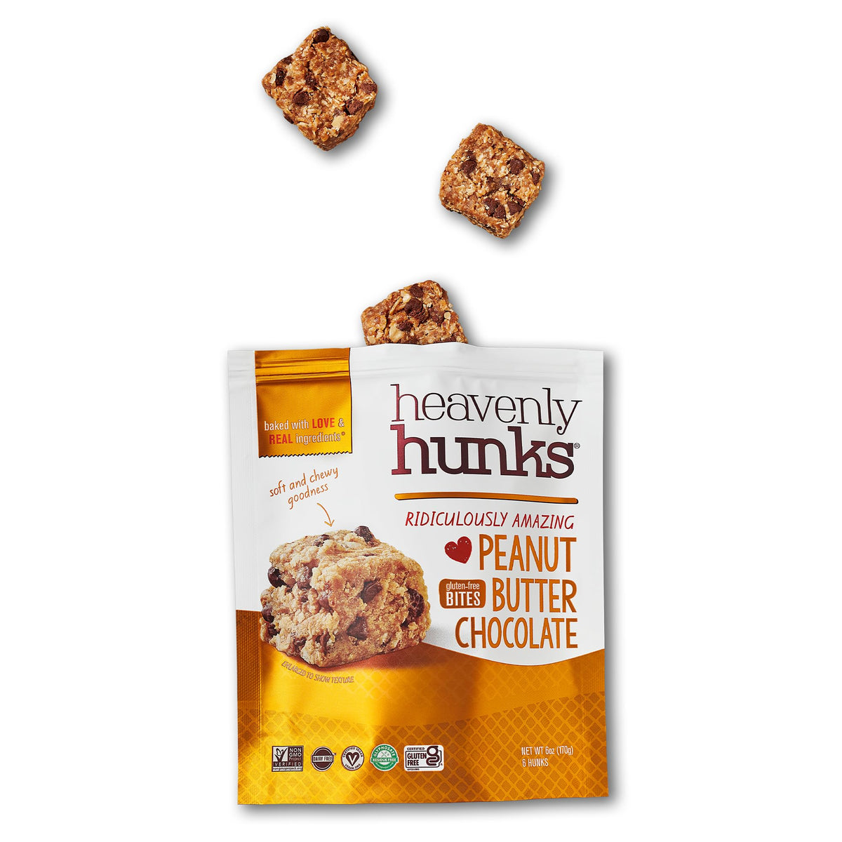 Heavenly Hunks soft-baked texture close-up showing chewy bite.