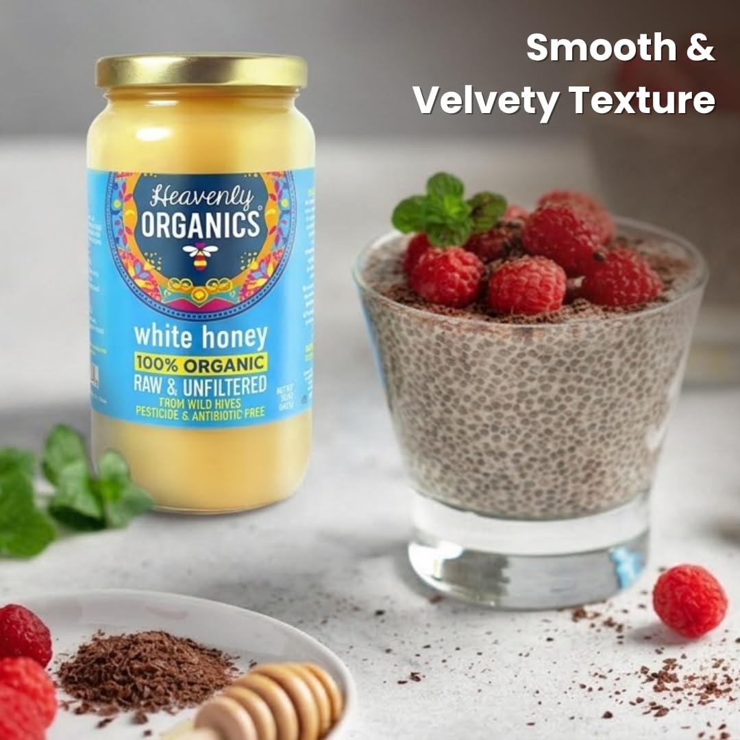 USDA Organic and Kosher certified Heavenly Organics honey suitable for various diets