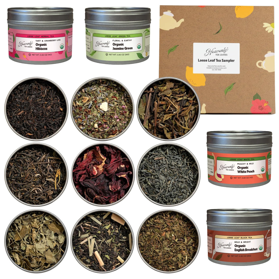 Heaving Tea Leaves gift box with nine flavors, perfect for gifting and tasting.